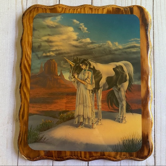 Vintage ‘85 Sue Dawe glossy art on wood